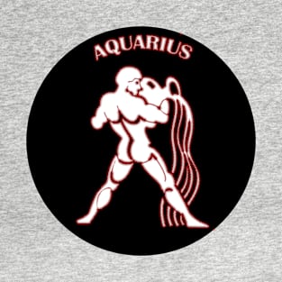 Aquarius Astrology Zodiac Sign - Aquarius Man Water Birthday Gift - Black White and Red T-Shirt